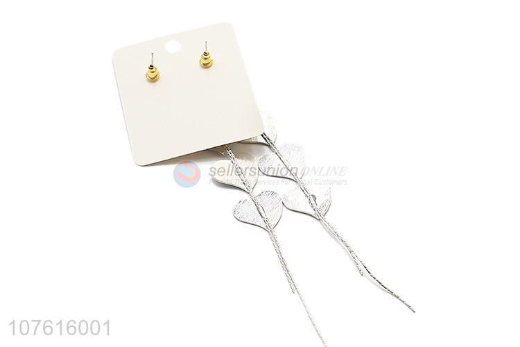 Wholesale Silver Heart Shape Long Tassels Earring For Women