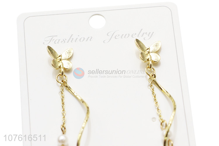 Cute Butterfly Long Chain Tassels Pendant Earrings