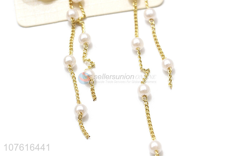 Fashion Pearls Long Chain Earring Ladies Dangle Earrings