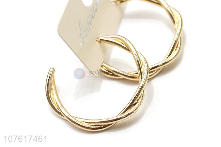 New Design Knotted Metal Loop Stud Earrings Hoop Earring