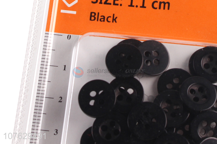 Promotional cheap 11mm round black resin buttons clothing accessories