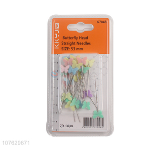 Wholesale fashion plastic butterfly head straight needle