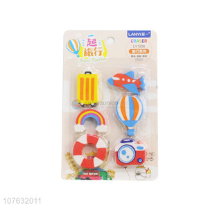 Hot Sale Travel Series Colorful Eraser Gift Set Fashion Stationery