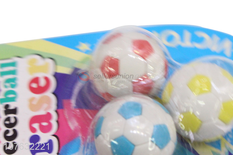 Best Selling 3 Pieces Soccer Ball Shape Eraser Set