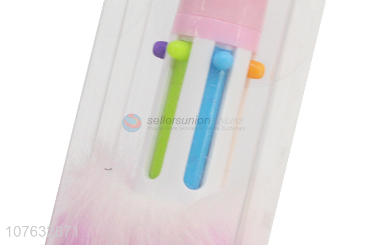 Hot Selling Colorful Fluffy Plush Multicolored Ballpoint Pen