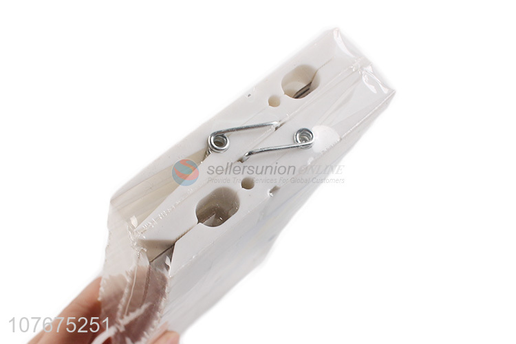 New type wholesale non-slip design fixed elastic plastic clip for clothes drying white clip