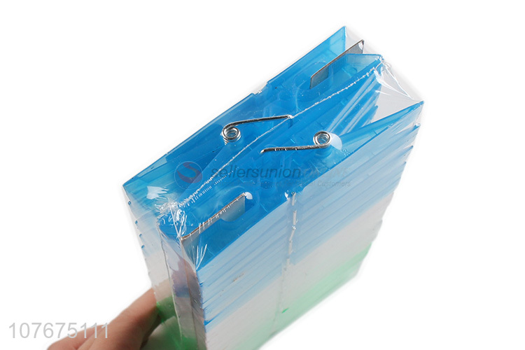 Factory direct sale square 9.5 cm flat head plastic clip for drying clothes transparent clip