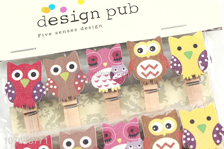 Wholesale home furnishings shop decoration cartoon owl wooden clip