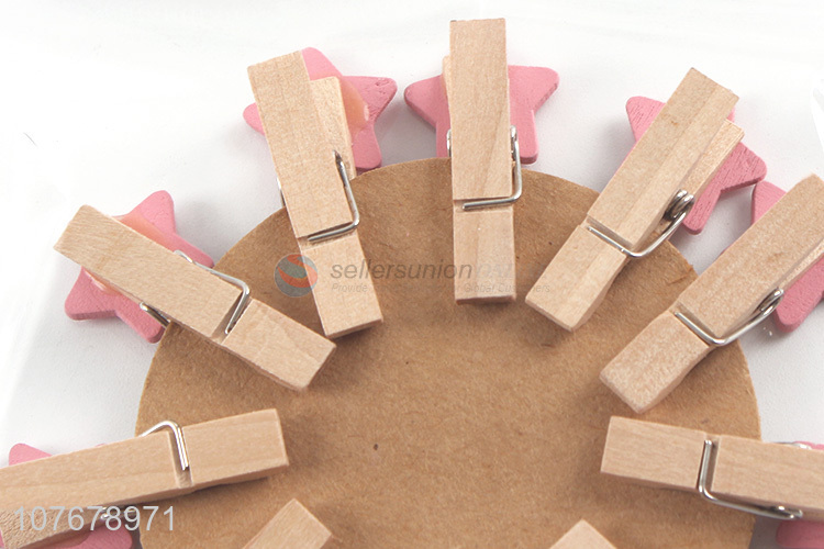 Direct sales shop decoration greeting card clip pink star wooden clip
