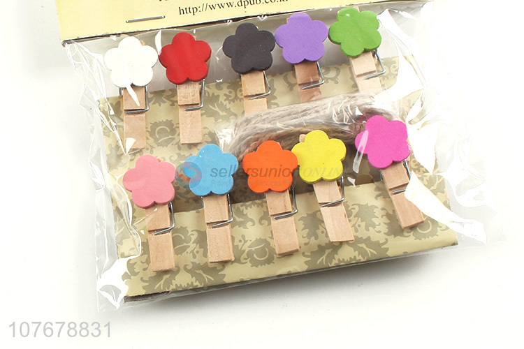 Direct selling new mini wooden cartoon flower clip set