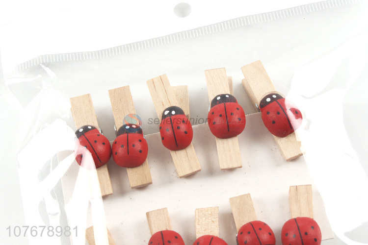 New cartoon patch clip seven-star ladybug wooden clip set