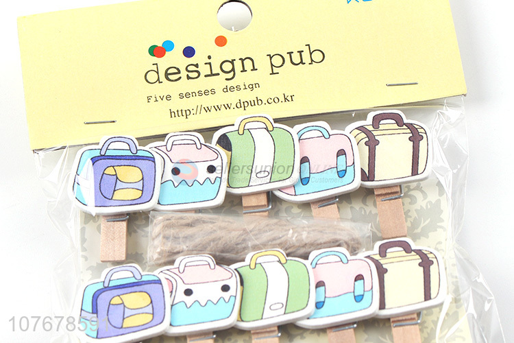 Newly launched cartoon patch clip green color wood clip set