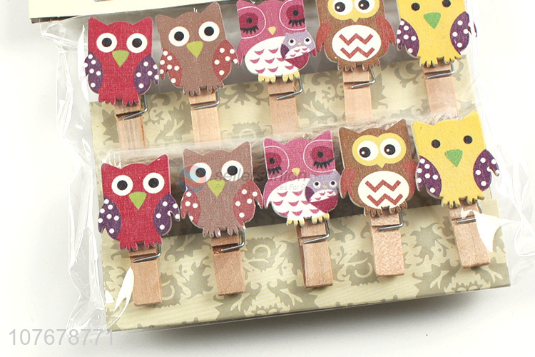 Wholesale home furnishings shop decoration cartoon owl wooden clip