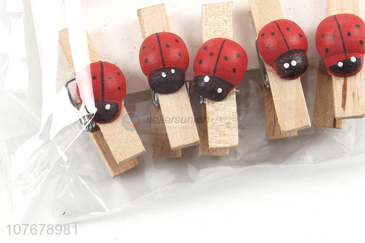 New cartoon patch clip seven-star ladybug wooden clip set
