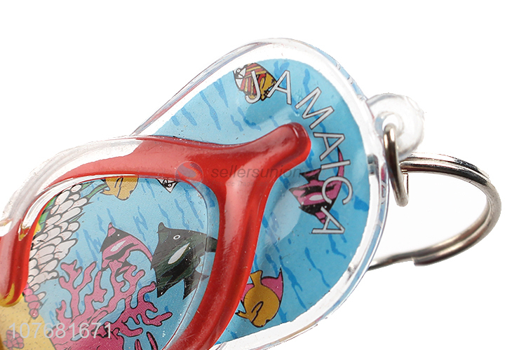 Creative design beach slipper key chain plastic keychain key ring