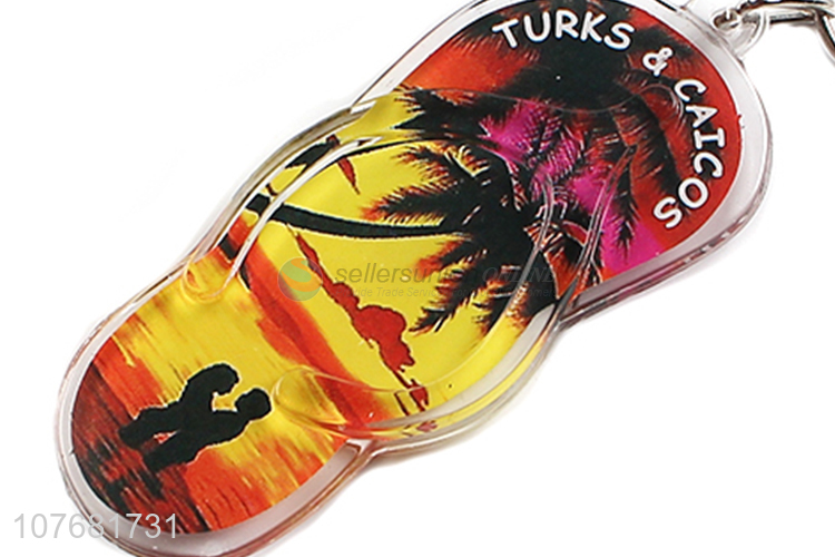 Wholesale beach slipper key chain plastic keychain key ring