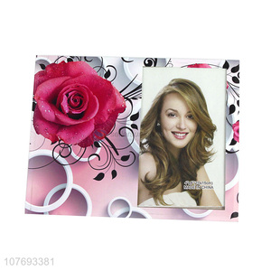 Fashion Flower Pattern Rectangle Photo Frame Glass Picture Frame