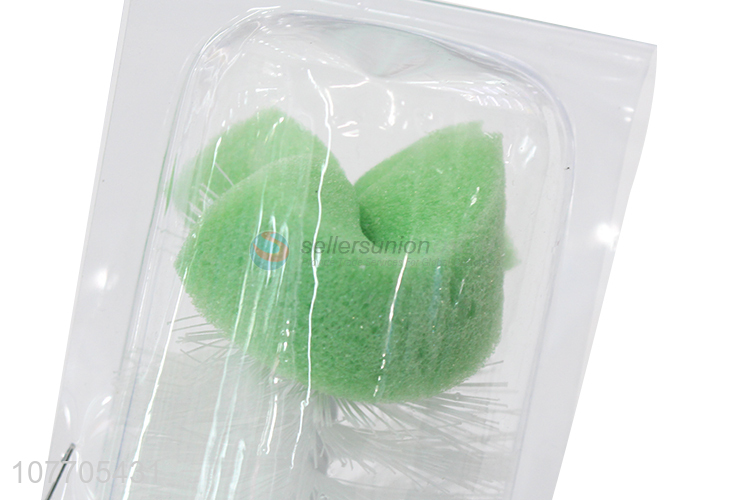 Low price long handle plastic bottle sponge brush for baby