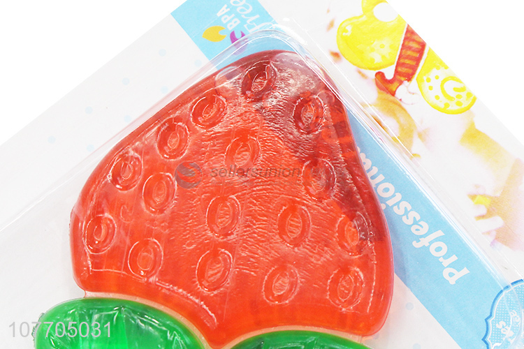 China factory strawberry shape baby teether food grade baby teething toy