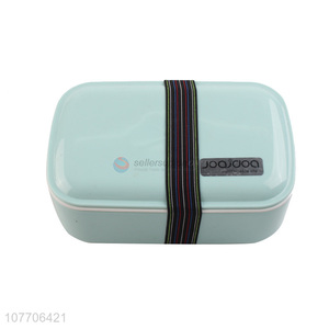 Wholesale portable lunch box divided grid lunch box with spoon