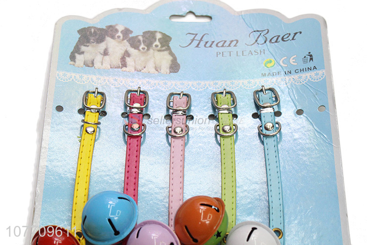 Wholesale multi colors adjustable pet cat dog collar with bell