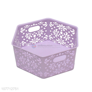 Good Price Hexagon Plastic Storage Basket With Hand Hole