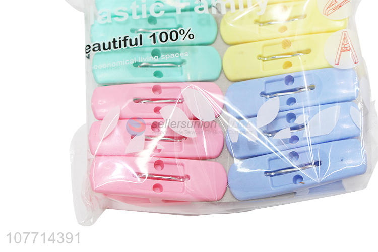 Hot Selling 12 Pieces Plastic Clips Colorful Clothes Pegs Set