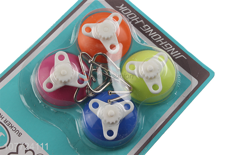 China manufacturer 4 pieces strong hold plastic sucker hook wall hanger