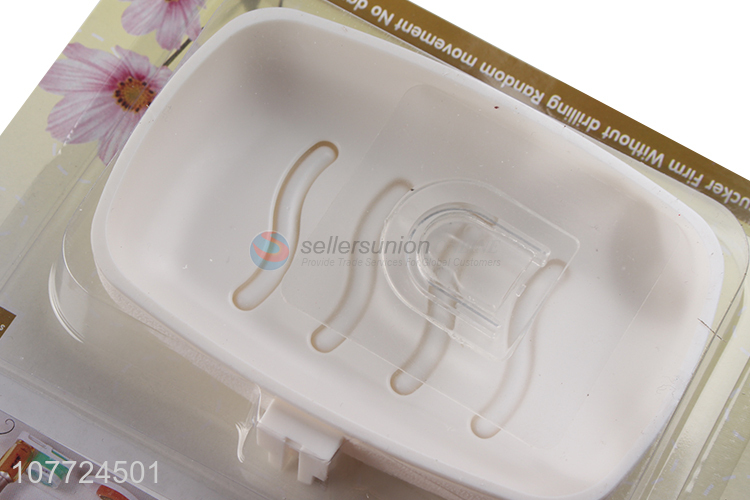Low price rectangular self adhesive plastic soap tray wall mounted soap dish