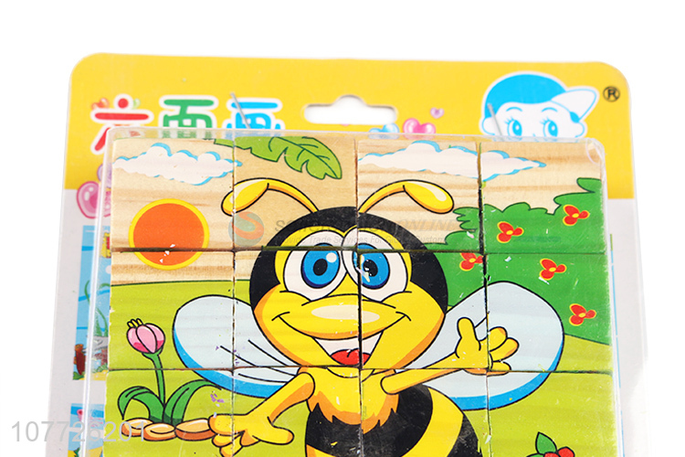 Wholesale wooden toy three-dimensional puzzle six-sided drawing cartoon puzzle