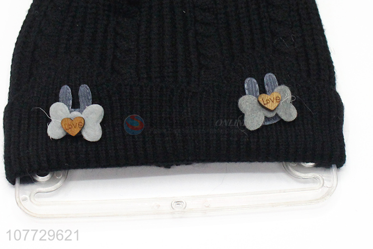 Hot selling children winter pompom beanie toddler knitting cap