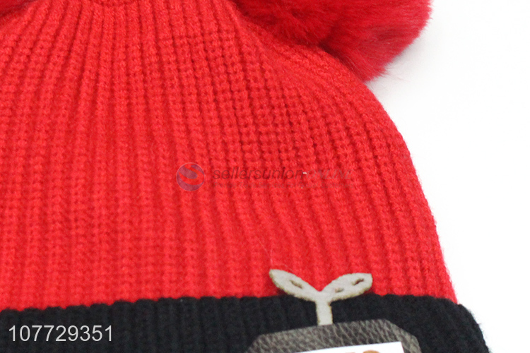 New arrival children beanies kids winter hat with pompom