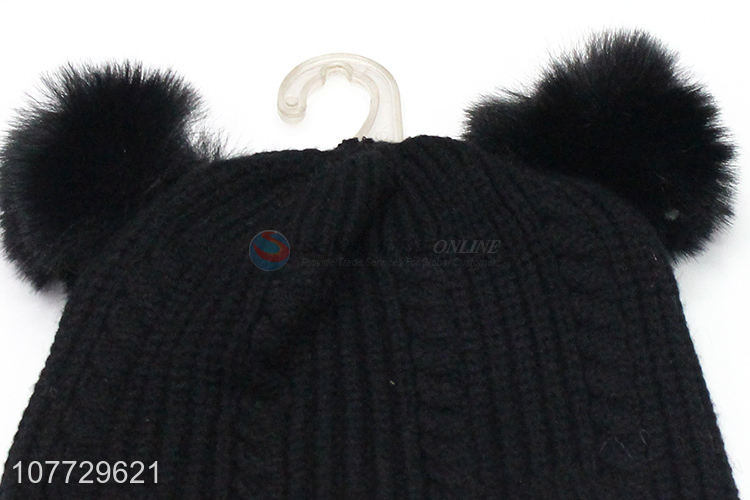 Hot selling children winter pompom beanie toddler knitting cap