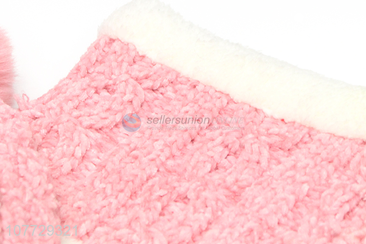 New arrival ladies winter hat and neck warmer set chenille beanie cap set