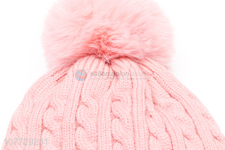 Good sale female winter cap outdoor fleece-lined knitting beanie hat