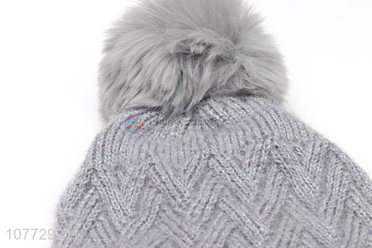New arrival women rhinestone knitting cap winter fleece-lined beanie hat