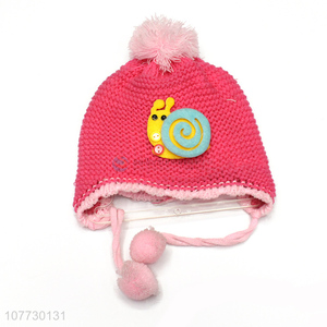 New design cartoon animal kids knitting hat unisex winter cuffed beanies