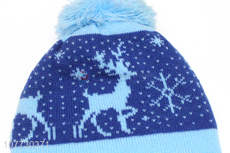 Recent products toddler boys girls outdoor jacquard pompom beanie