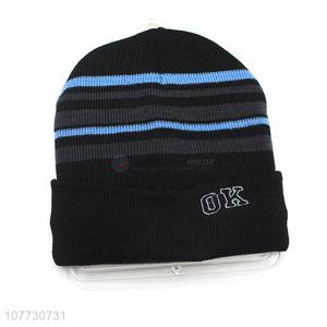 Recent products winter acrylic knitted hat fleece lined beanie hat for men