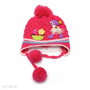 Popular products cartoon design kids beanies children winter hat with earmuffs