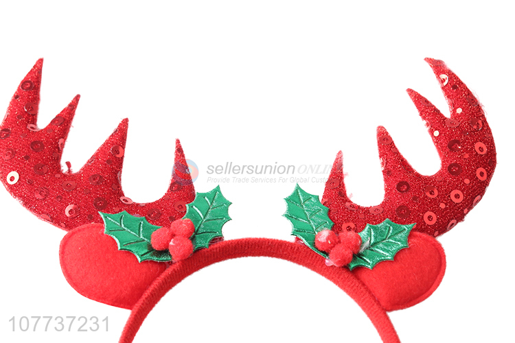 Hot selling red fruit bell antlers headband Christmas party dress up headwear