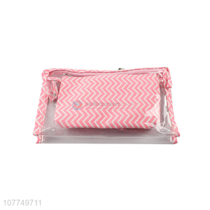 High quality pink cosmetic bag travel portable storage bag set