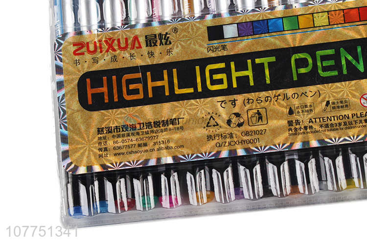 Promotional 18 colors highlighters fluorescent marker pen set