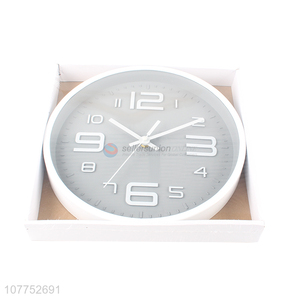 Modern creative round white lettering clock study wall clock