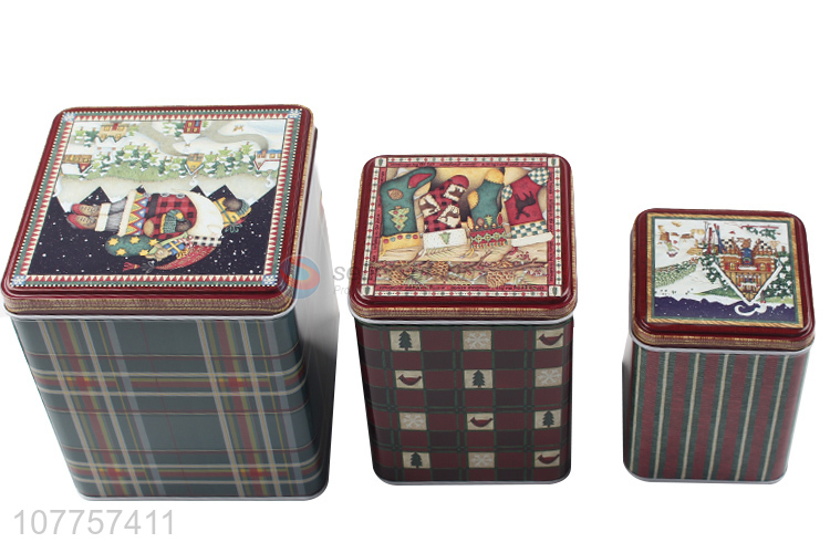 Best Selling 3 Pieces Square Tin Can Storage Tin Box Set