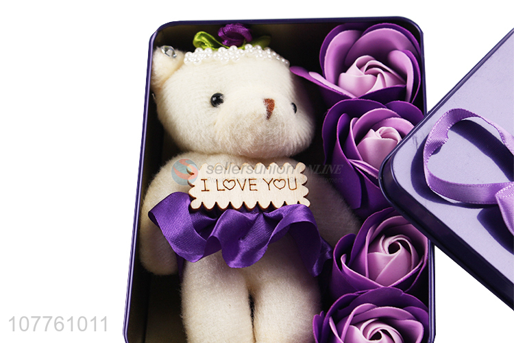 Best seller Wedding Gift Box Streamer Soap Flower Tinplate Box