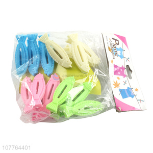 Creative fish shape plastic clothes clip 12 pieces clothespins