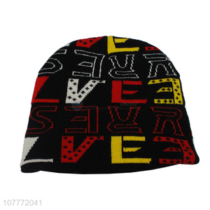 Trendy design pullover hat outdoor sports windproof warm knitted hat