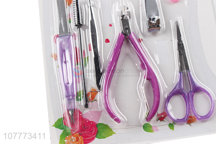 Low price 8 pieces beauty manicure set nail clipper nose scissors set