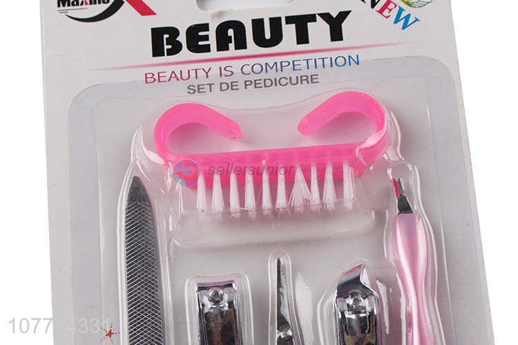 Factory price 6 pieces beauty manicure set nail file eyebrow scissors set